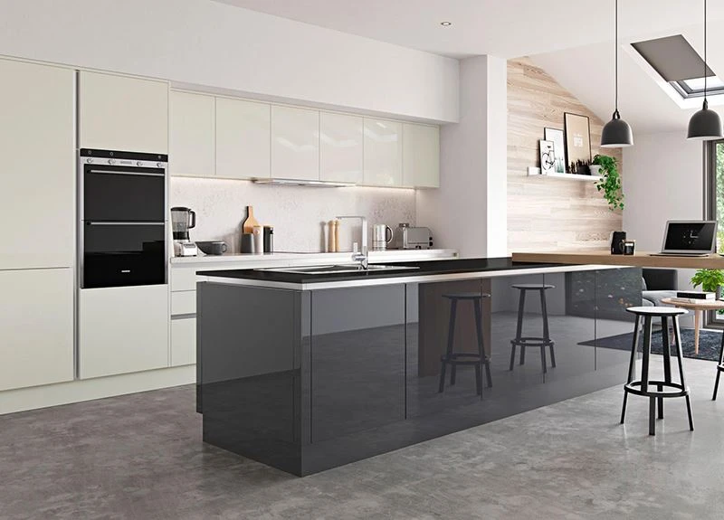 green high gloss lacquer kitchen cabinet